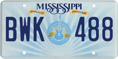 MS license plate BWK488
