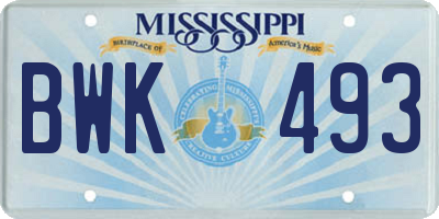 MS license plate BWK493