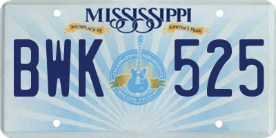MS license plate BWK525
