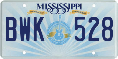 MS license plate BWK528