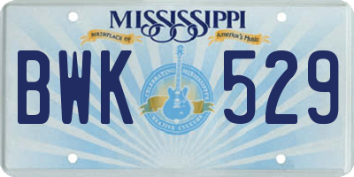 MS license plate BWK529