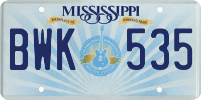 MS license plate BWK535
