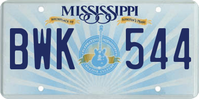 MS license plate BWK544