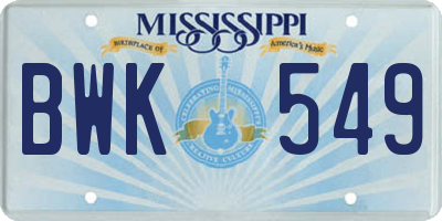 MS license plate BWK549