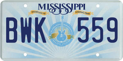 MS license plate BWK559