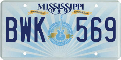 MS license plate BWK569