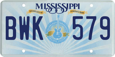 MS license plate BWK579