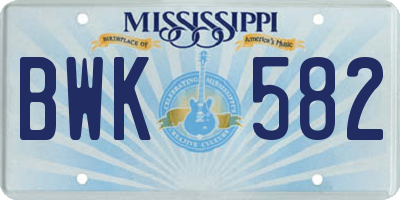 MS license plate BWK582