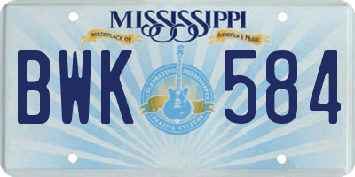 MS license plate BWK584