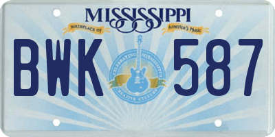 MS license plate BWK587