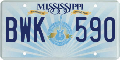 MS license plate BWK590