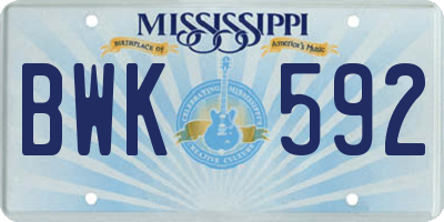 MS license plate BWK592