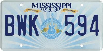 MS license plate BWK594
