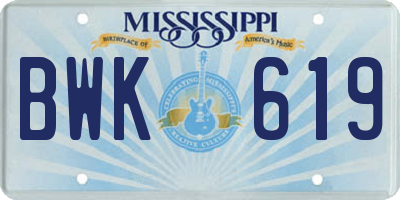 MS license plate BWK619