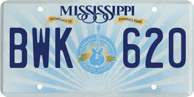 MS license plate BWK620