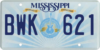 MS license plate BWK621