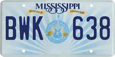 MS license plate BWK638