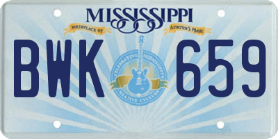 MS license plate BWK659