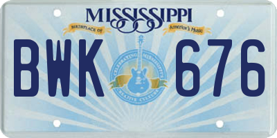 MS license plate BWK676