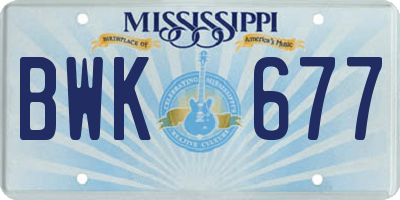 MS license plate BWK677