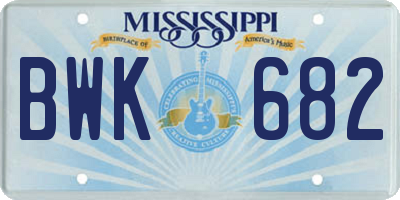 MS license plate BWK682