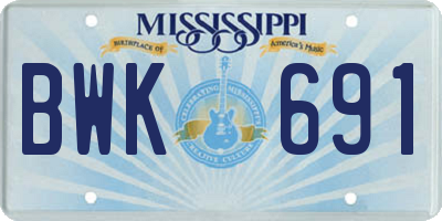 MS license plate BWK691