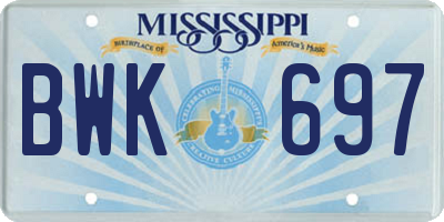 MS license plate BWK697