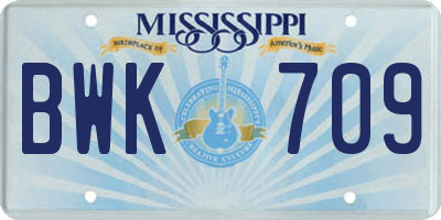 MS license plate BWK709