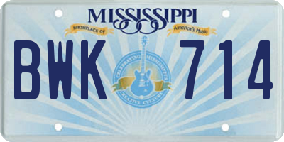 MS license plate BWK714