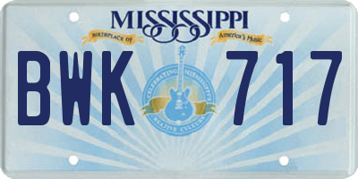MS license plate BWK717