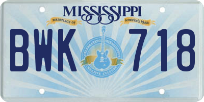 MS license plate BWK718