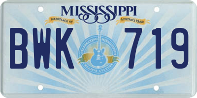 MS license plate BWK719