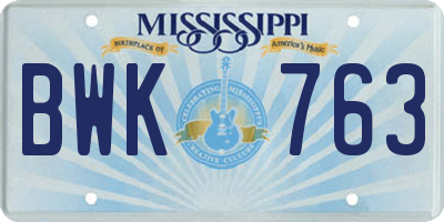 MS license plate BWK763