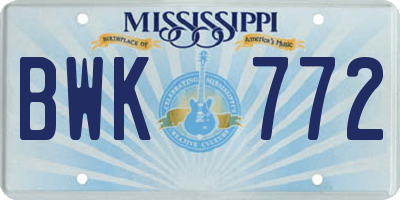 MS license plate BWK772