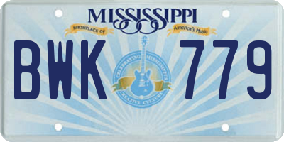 MS license plate BWK779