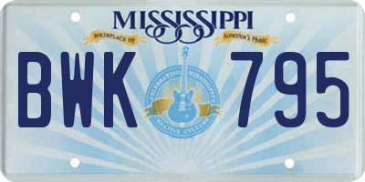 MS license plate BWK795