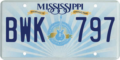 MS license plate BWK797