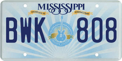 MS license plate BWK808
