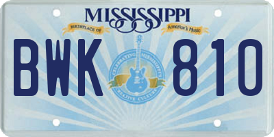 MS license plate BWK810