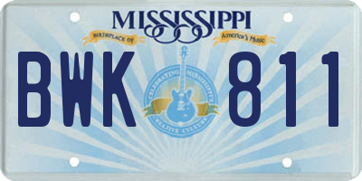 MS license plate BWK811
