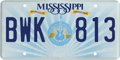 MS license plate BWK813