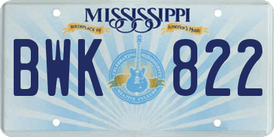 MS license plate BWK822