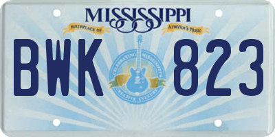 MS license plate BWK823