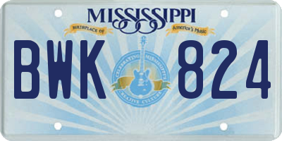MS license plate BWK824
