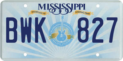 MS license plate BWK827