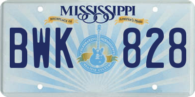 MS license plate BWK828