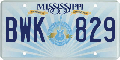 MS license plate BWK829