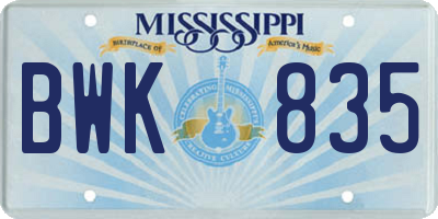 MS license plate BWK835