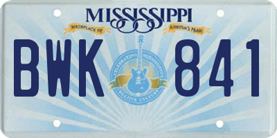 MS license plate BWK841