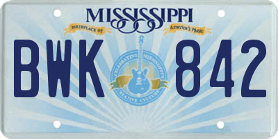 MS license plate BWK842
